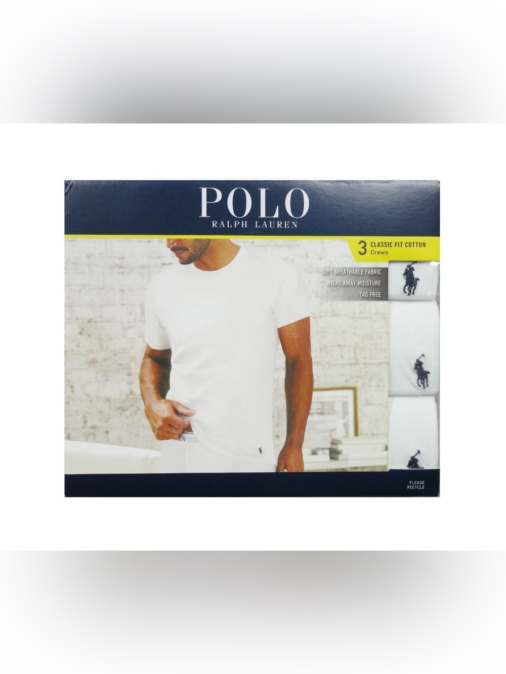 Polo Ralph Lauren Classic Fit Crew Neck T-Shirts 3 Pack White Size Small